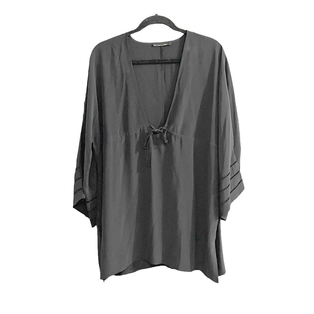LISA’S FOLLY au SOLE Silk Kaftan Swimwear Coverup Black S